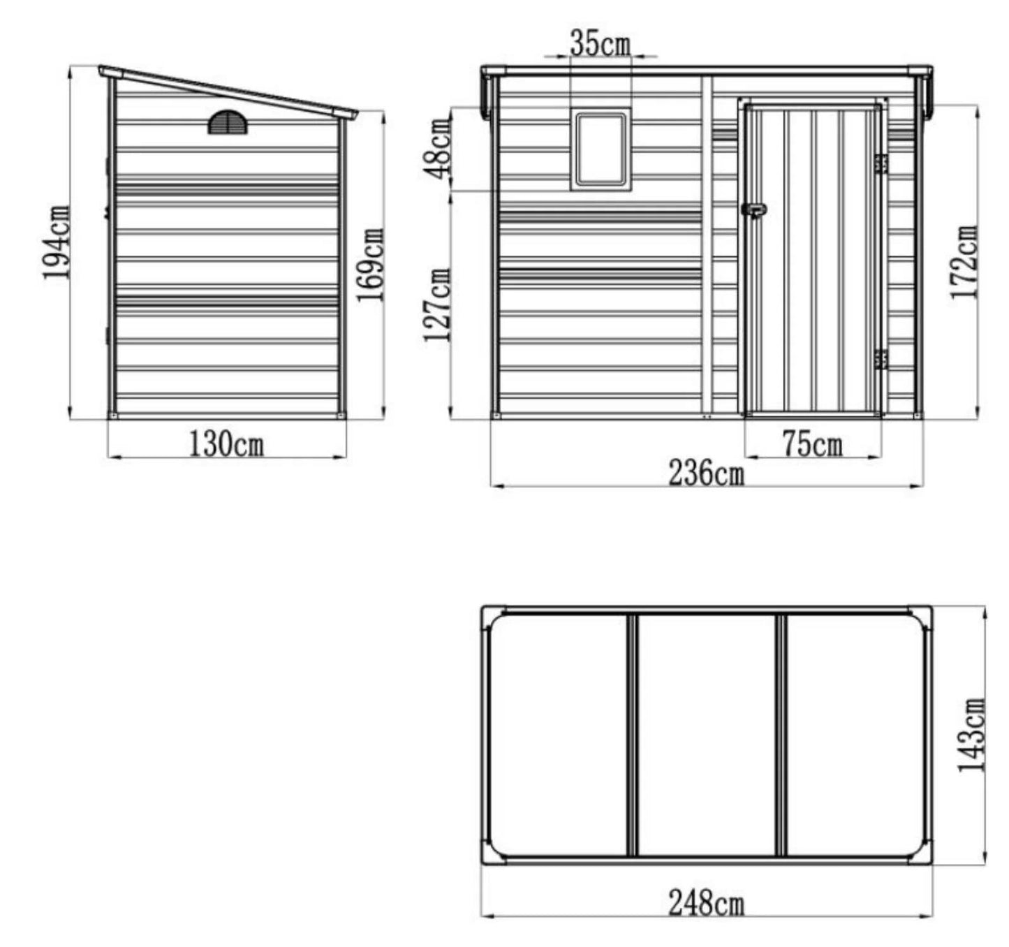 Lotus Sheds Oxonia 8 x 5 ft Pent Plastic Shed