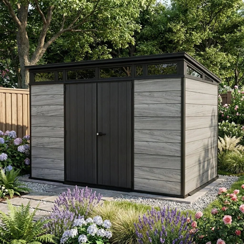 Keter 11×7 Artisan Heavy Duty Plastic Pent Shed Grey