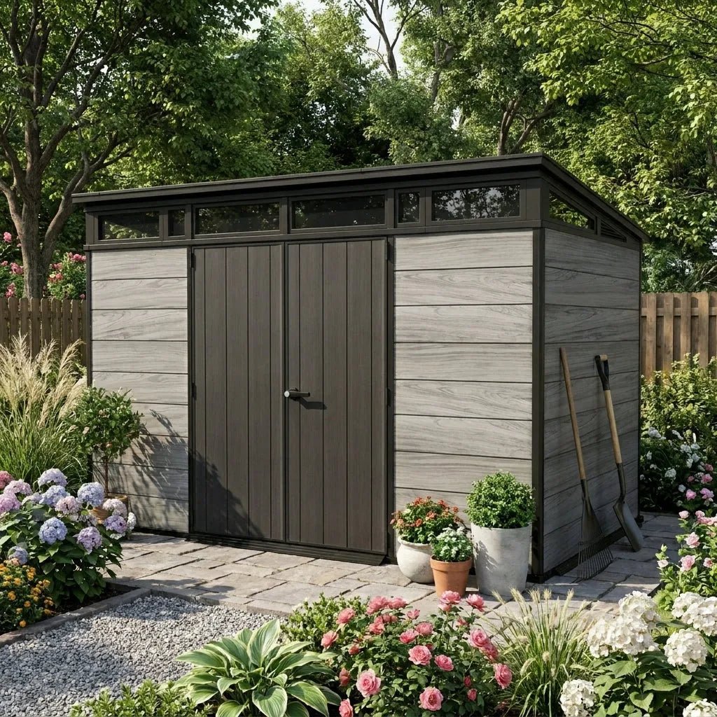Keter 11×7 Artisan Heavy Duty Plastic Pent Shed Grey