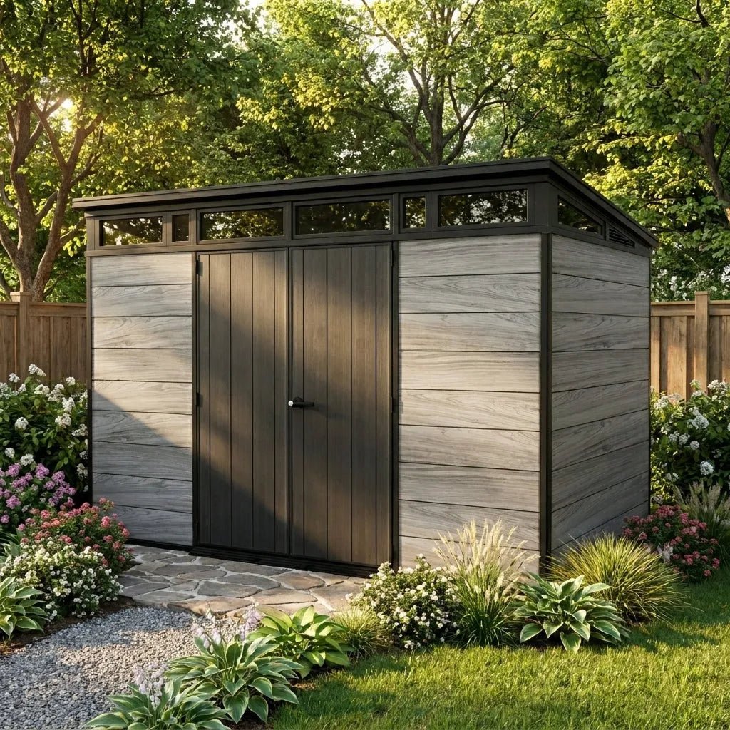 Keter 11×7 Cortina Heavy Duty Plastic Pent Shed Dark Grey