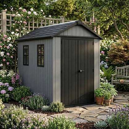 Keter 11’x7.5’ Newton Plus Side Entry Plastic Shed Graphite