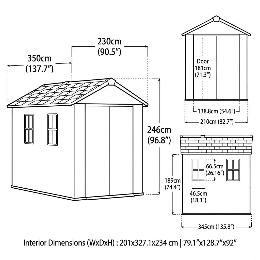 Keter 11’x7.5’ Newton Plus Side Entry Plastic Shed Graphite