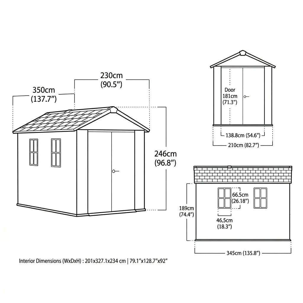 Keter 11’x7.5’ Newton Plus Side Entry Plastic Shed Graphite