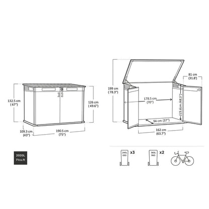 Keter 4×2 Cortina Alto Heavy Duty Vertical Shed Dark Grey