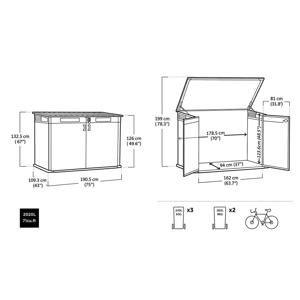 Keter 4×2 Cortina Alto Heavy Duty Vertical Shed Dark Grey