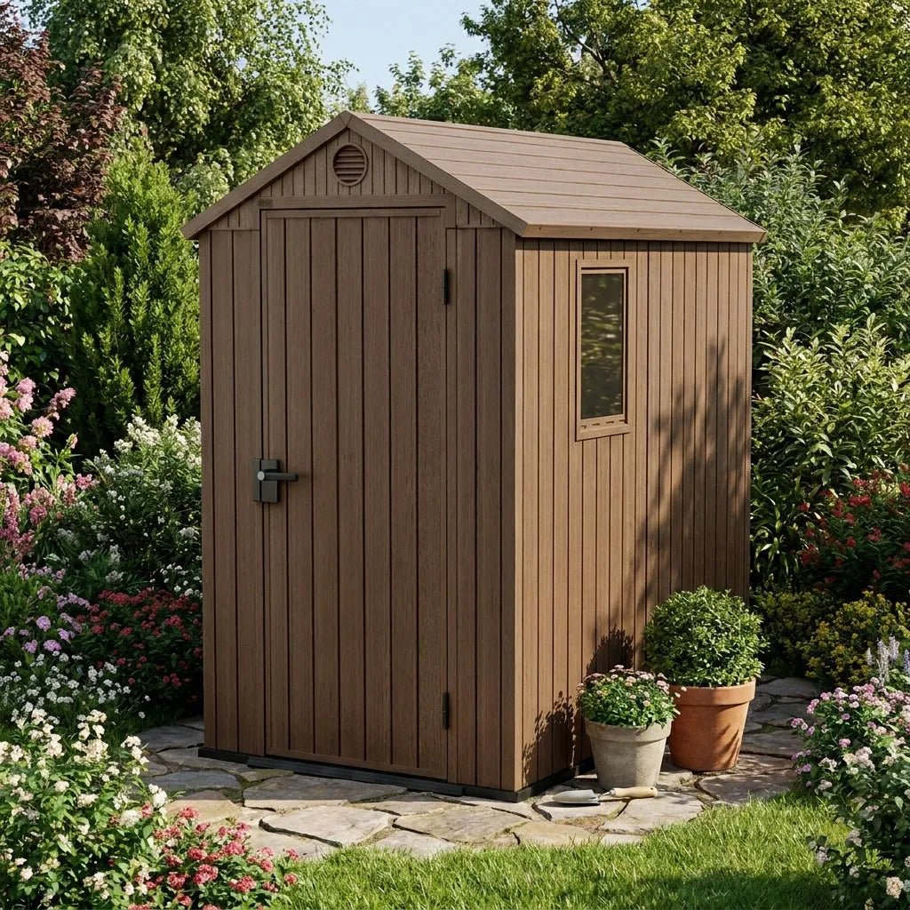 Keter 4×6 Darwin Heavy Duty Plastic Garden Shed Brown
