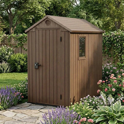 Keter 4×6 Darwin Heavy Duty Plastic Garden Shed Brown