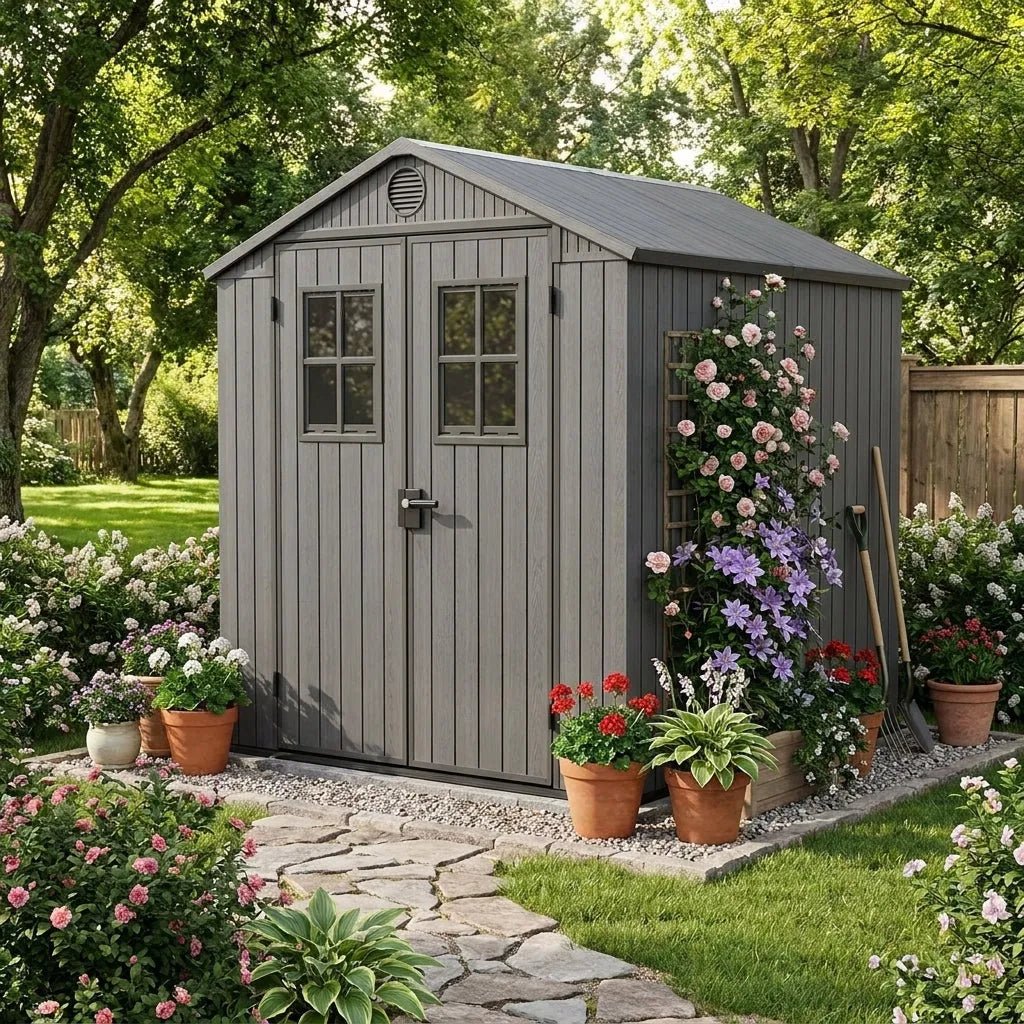Keter 4×6 Darwin Heavy Duty Plastic Garden Shed Grey