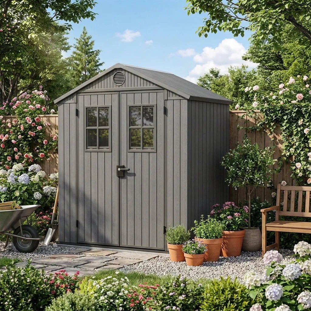 Keter 4×6 Darwin Heavy Duty Plastic Garden Shed Grey