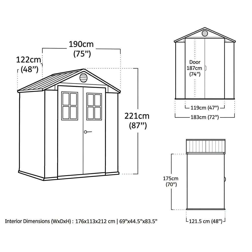 Keter 4×6 Darwin Heavy Duty Plastic Garden Shed Grey