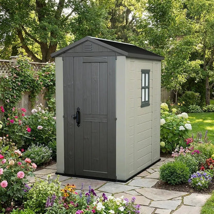 Keter 4×6 Factor Heavy Duty Plastic Garden Shed Beige