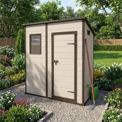 Keter 6×4 Manor Plastic Pent Garden Storage Shed Beige