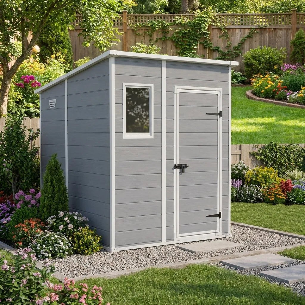 Keter 6×6 Manor Plastic Pent Garden Storage Shed Grey