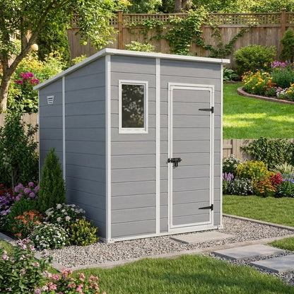 Keter 6×6 Manor Plastic Pent Garden Storage Shed Grey