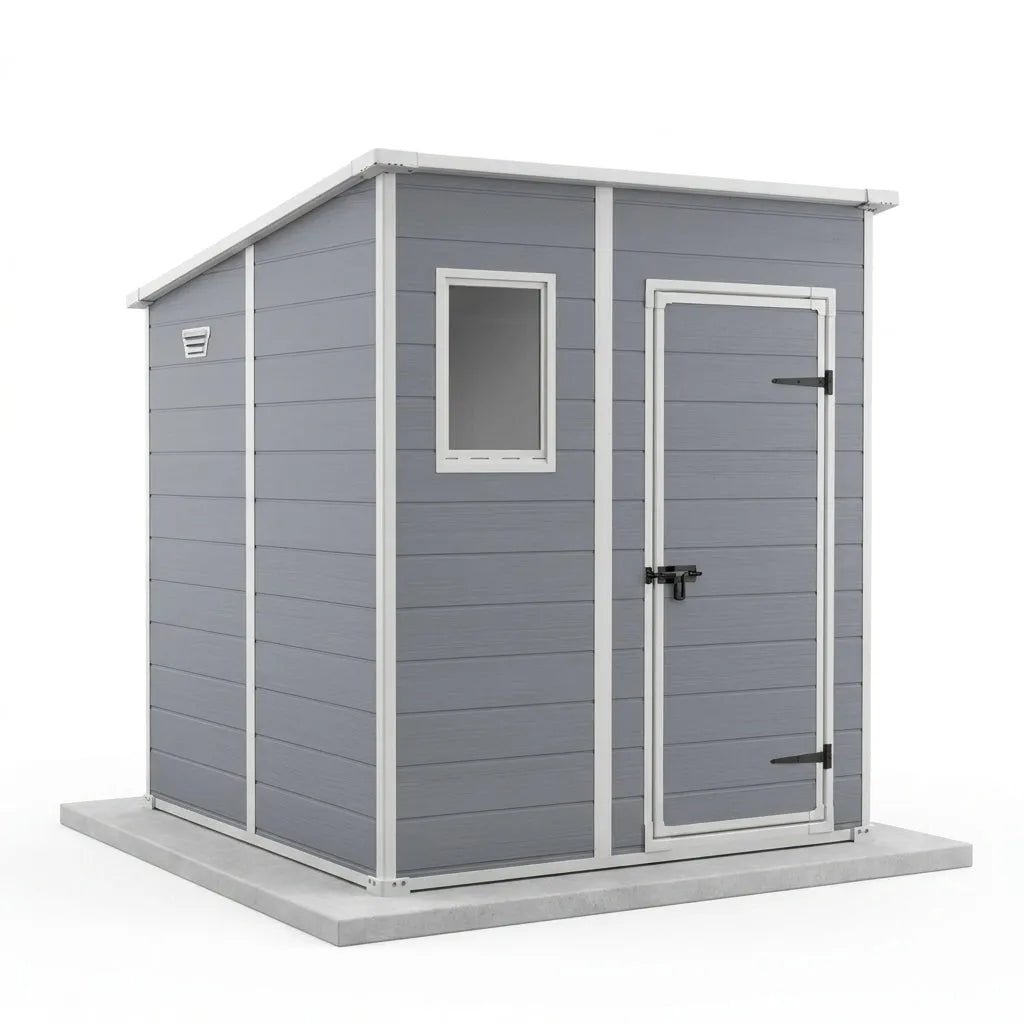 Keter 6×6 Manor Plastic Pent Garden Storage Shed Grey
