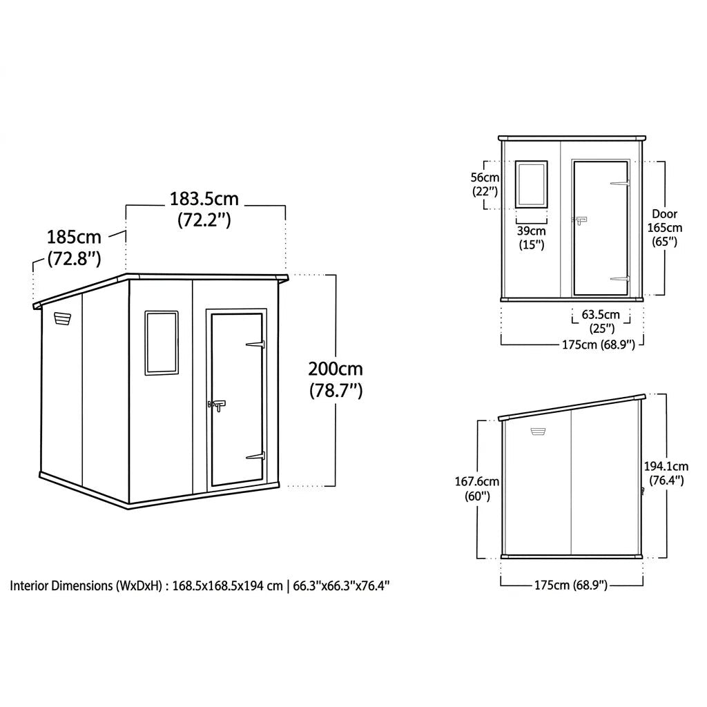 Keter 6×6 Manor Plastic Pent Garden Storage Shed Grey