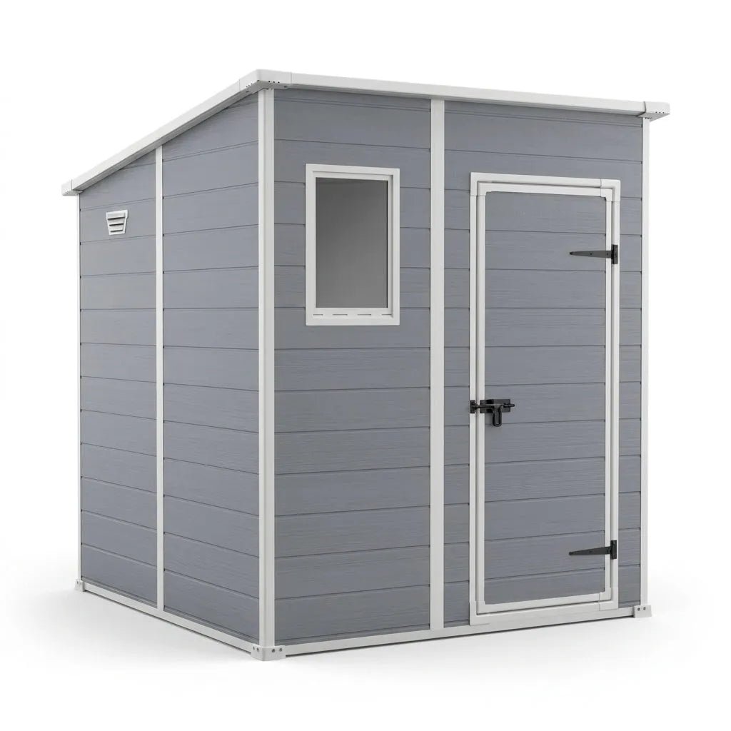 Keter 6×6 Manor Plastic Pent Garden Storage Shed Grey