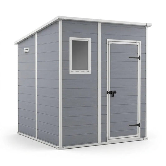 Keter 6×6 Manor Plastic Pent Garden Storage Shed Grey