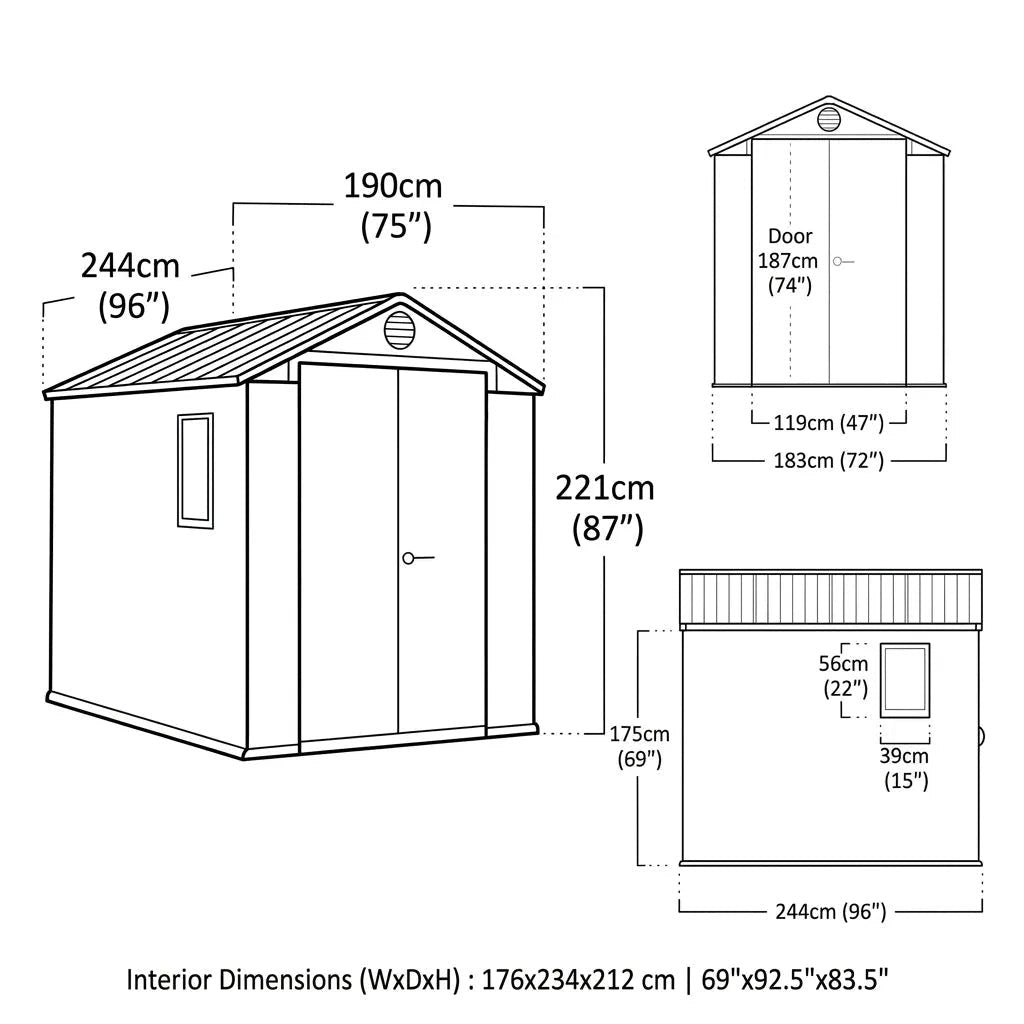 Keter 6×8 Darwin Heavy Duty Plastic Garden Shed Brown