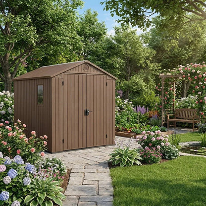 Keter 6×8 Darwin Heavy Duty Plastic Garden Shed Brown
