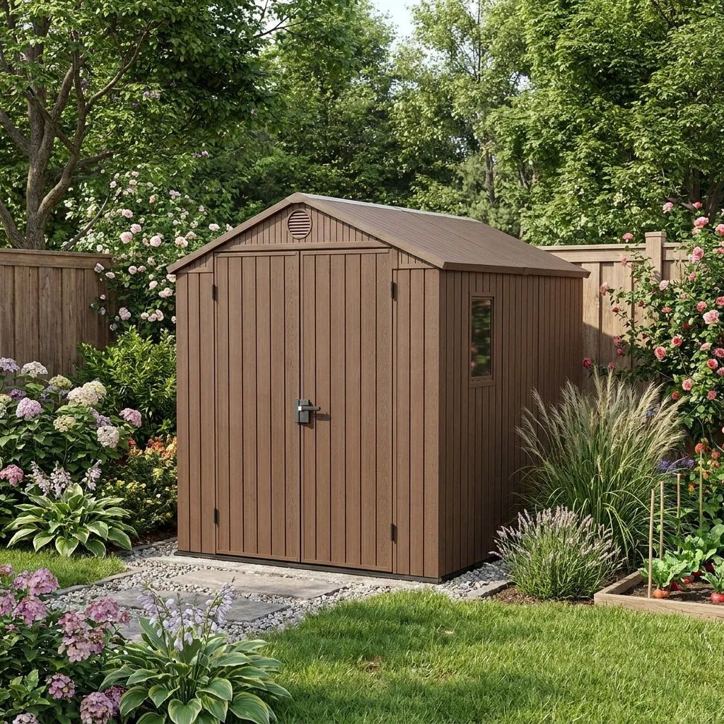 Keter 6×8 Darwin Heavy Duty Plastic Garden Shed Brown