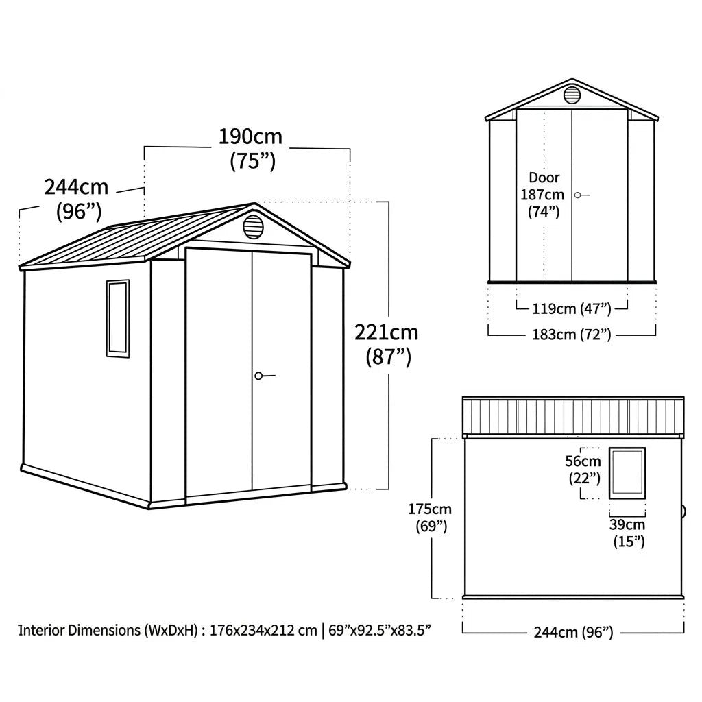 Keter 6×8 Darwin Heavy Duty Plastic Garden Shed Green