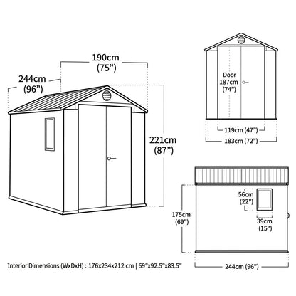 Keter 6×8 Darwin Heavy Duty Plastic Garden Shed Green