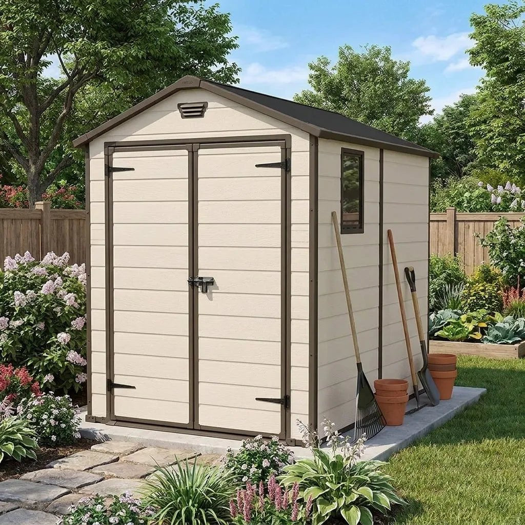 Keter 6x8 Manor Plastic Garden Storage Shed Beige