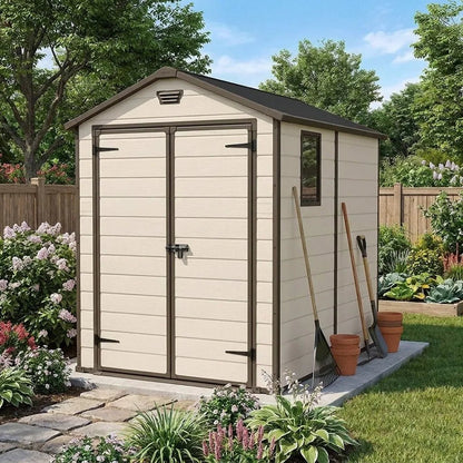 Keter 6x8 Manor Plastic Garden Storage Shed Beige