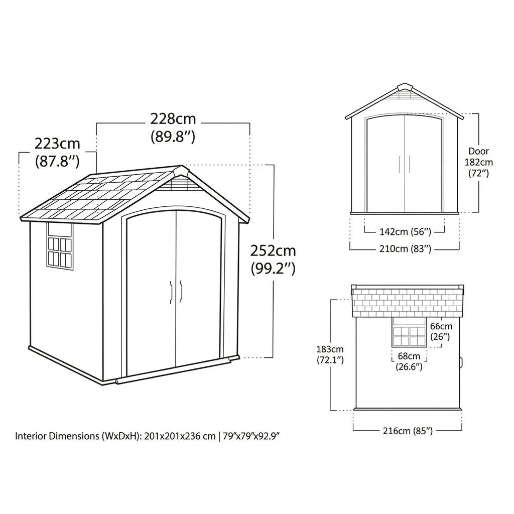 Keter 7.5’x11’ Premier Heavy Duty Plastic Shed Grey