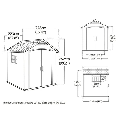 Keter 7.5’x11’ Premier Heavy Duty Plastic Shed Grey