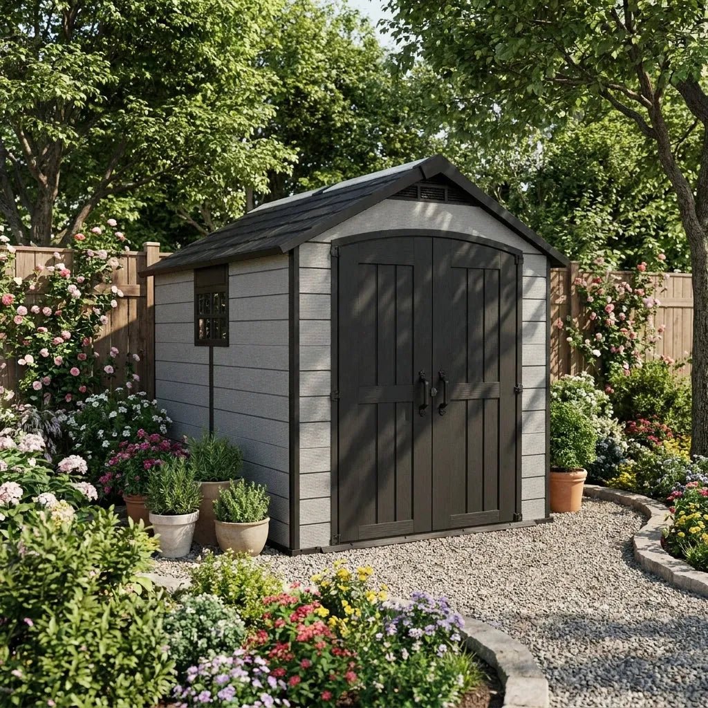 Keter 7.5x9 Premier Heavy Duty Plastic Shed Grey
