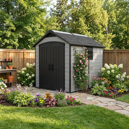 Keter 7.5x9 Premier Heavy Duty Plastic Shed Grey