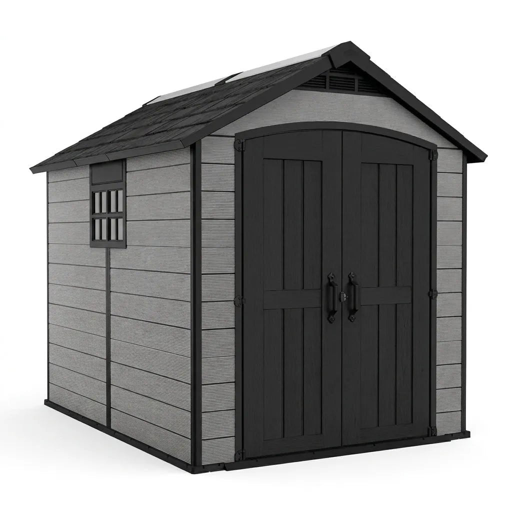 Keter 7.5x9 Premier Heavy Duty Plastic Shed Grey