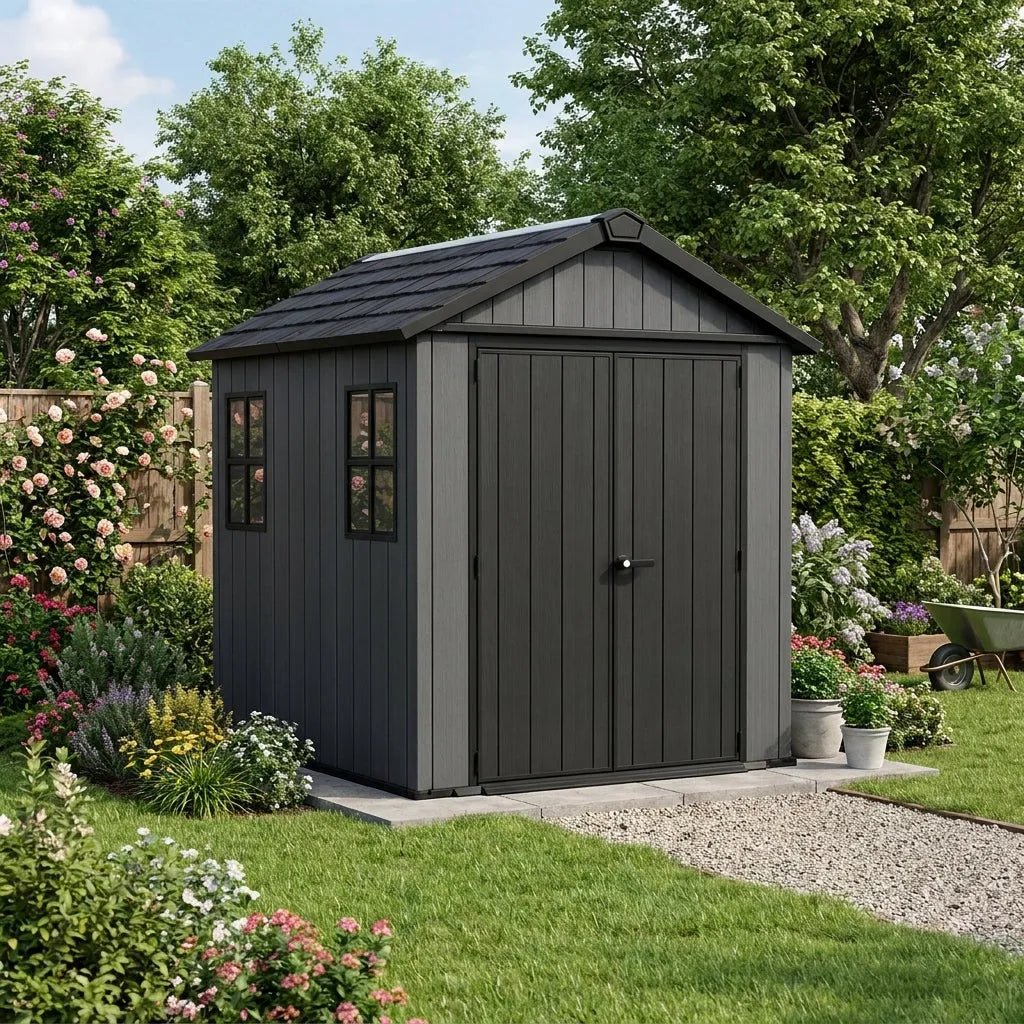 Keter 7’x7.5’ Newton Plus Side Entry Plastic Shed Dark Grey