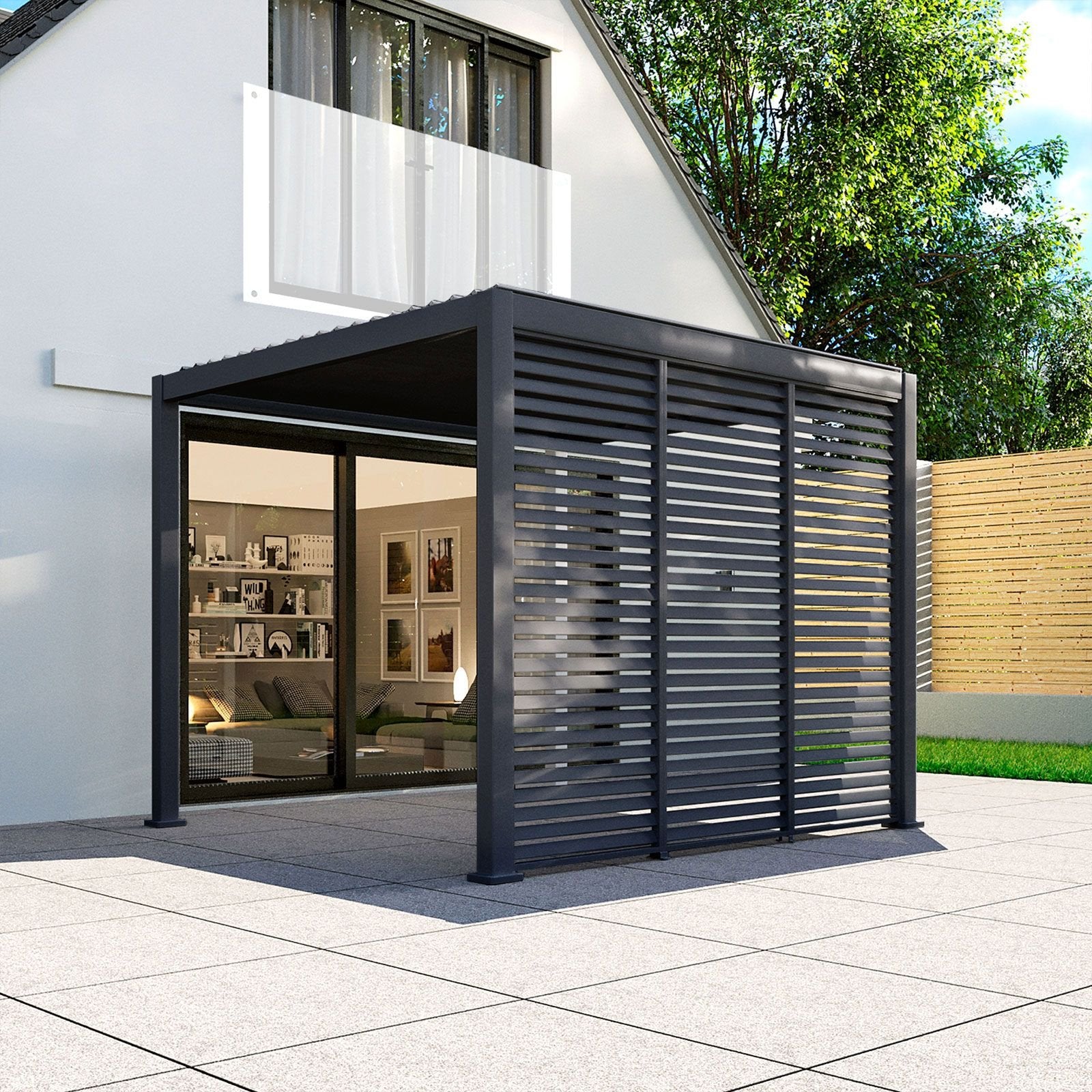 4m x 3.6m Aluminium Louvered Pergola – Grey