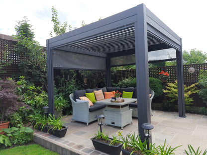 3m x 3m Square Aluminium Louvered Pergola – Grey