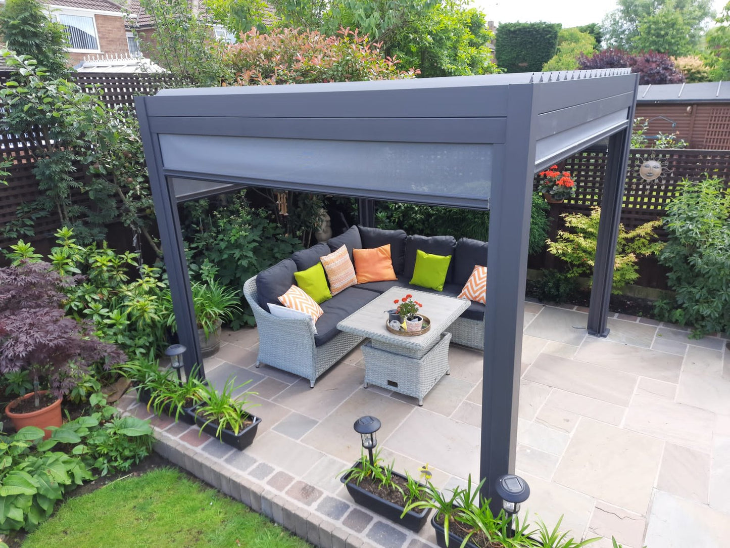 3m x 3m Square Aluminium Louvered Pergola – Grey
