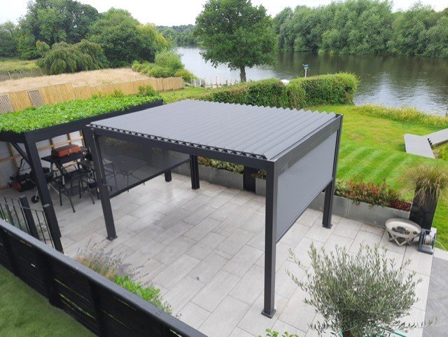 4m x 3m Rectangular Aluminium Louvered Pergola – Grey