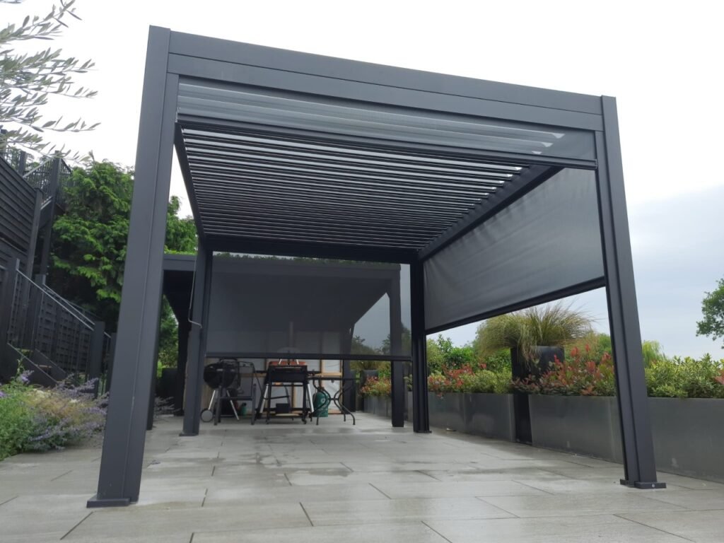 4m x 3m Rectangular Aluminium Louvered Pergola – Grey