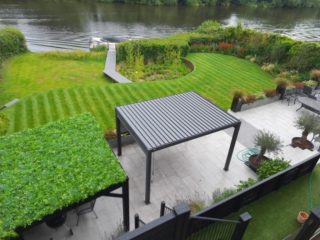 4m x 3m Rectangular Aluminium Louvered Pergola – Grey