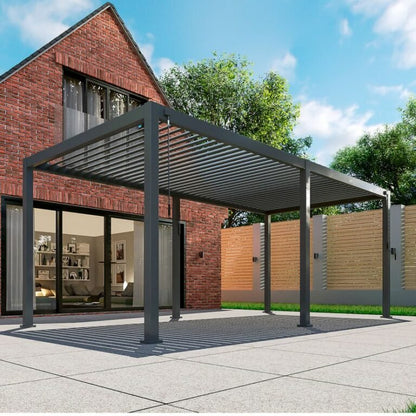 7.2m x 3.6m Rectangular Aluminium Louvered Pergola – Grey