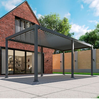 6m x 3m Rectangular Aluminium Louvered Pergola – Grey