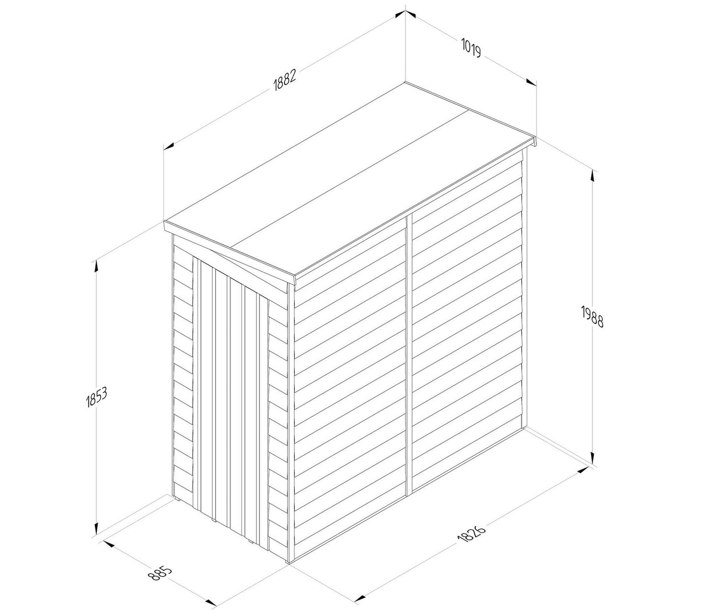 Forest 3 x 6 ft Overlap Pent Shed