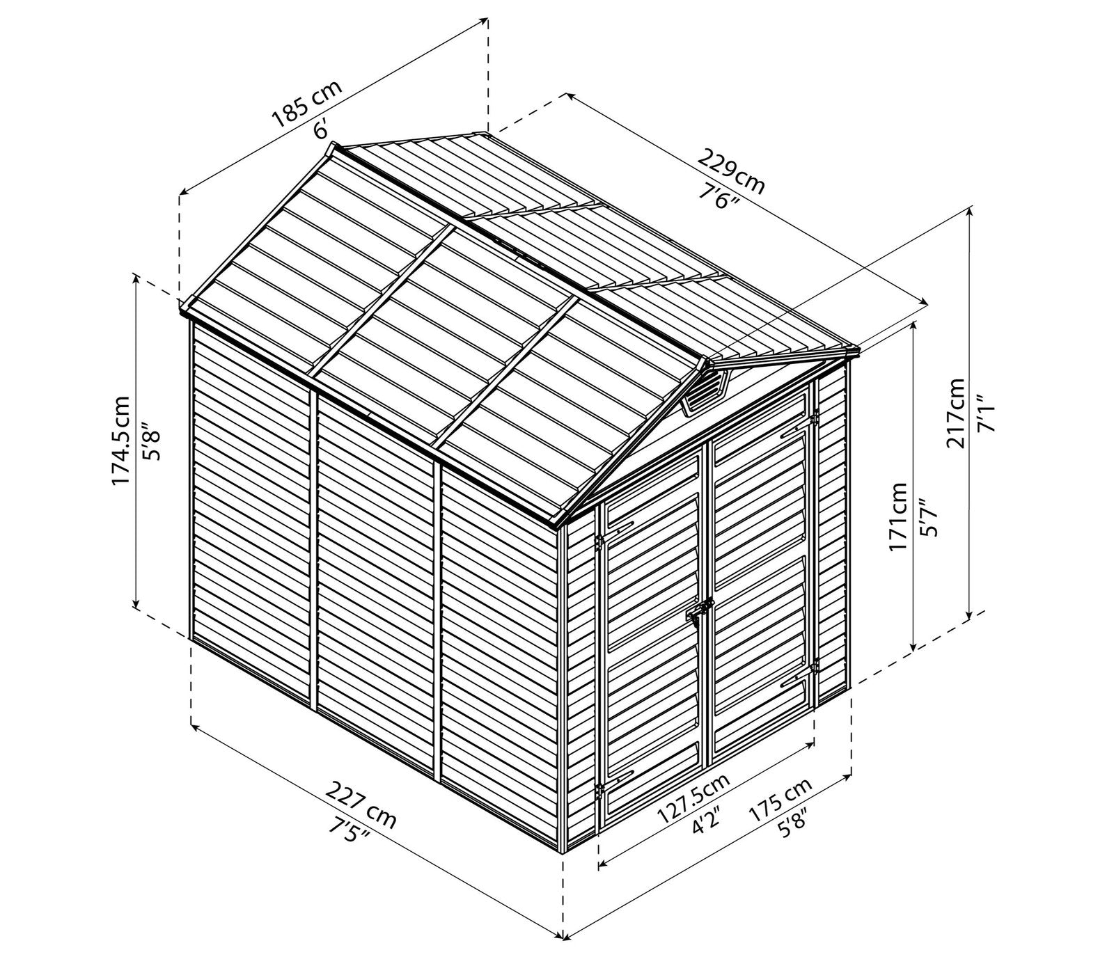 Palram Canopia 6 x 8 ft Skylight Anthracite Polycarbonate Shed