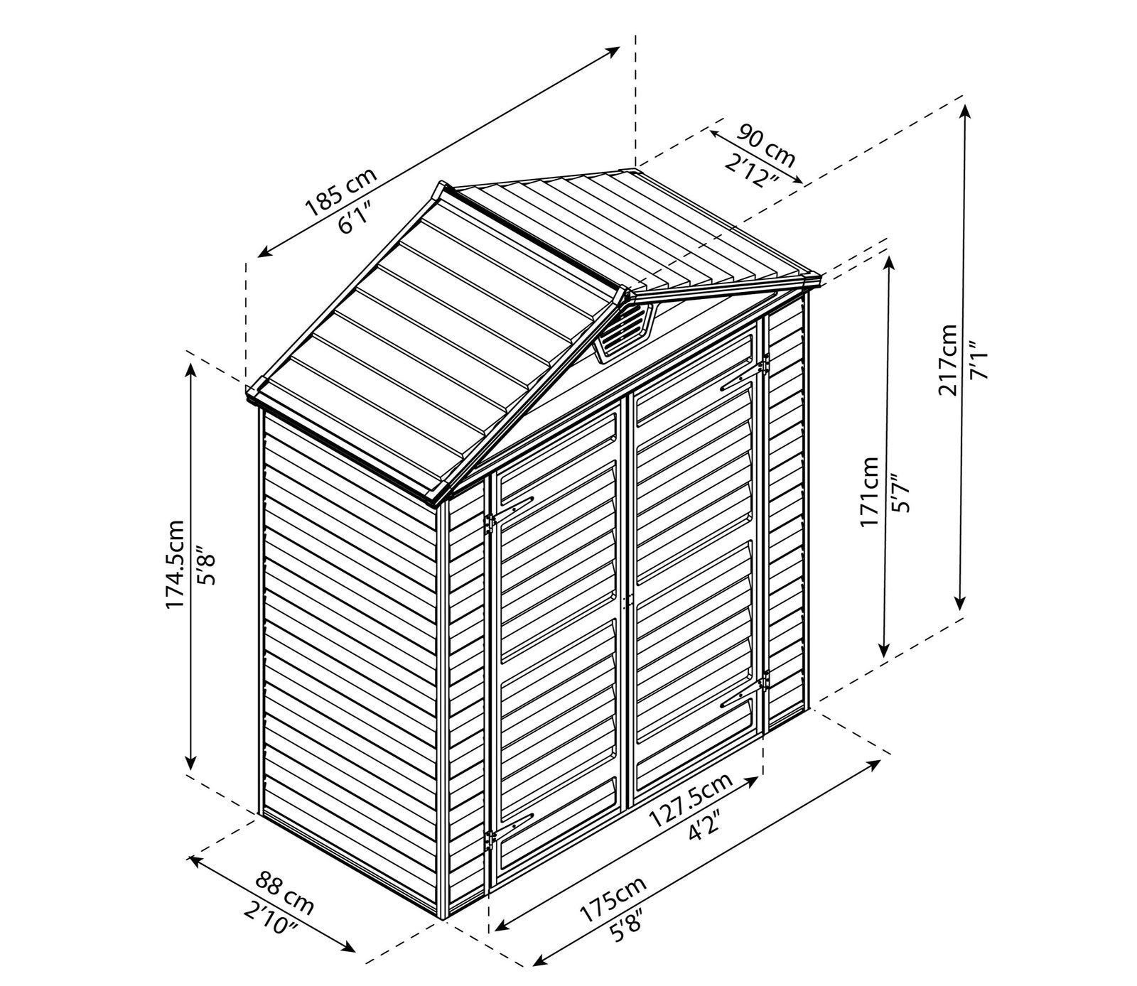 Palram Canopia 6 x 3 ft Skylight Anthracite Polycarbonate Shed