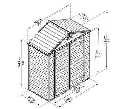 Palram Canopia 6 x 3 ft Skylight Anthracite Polycarbonate Shed