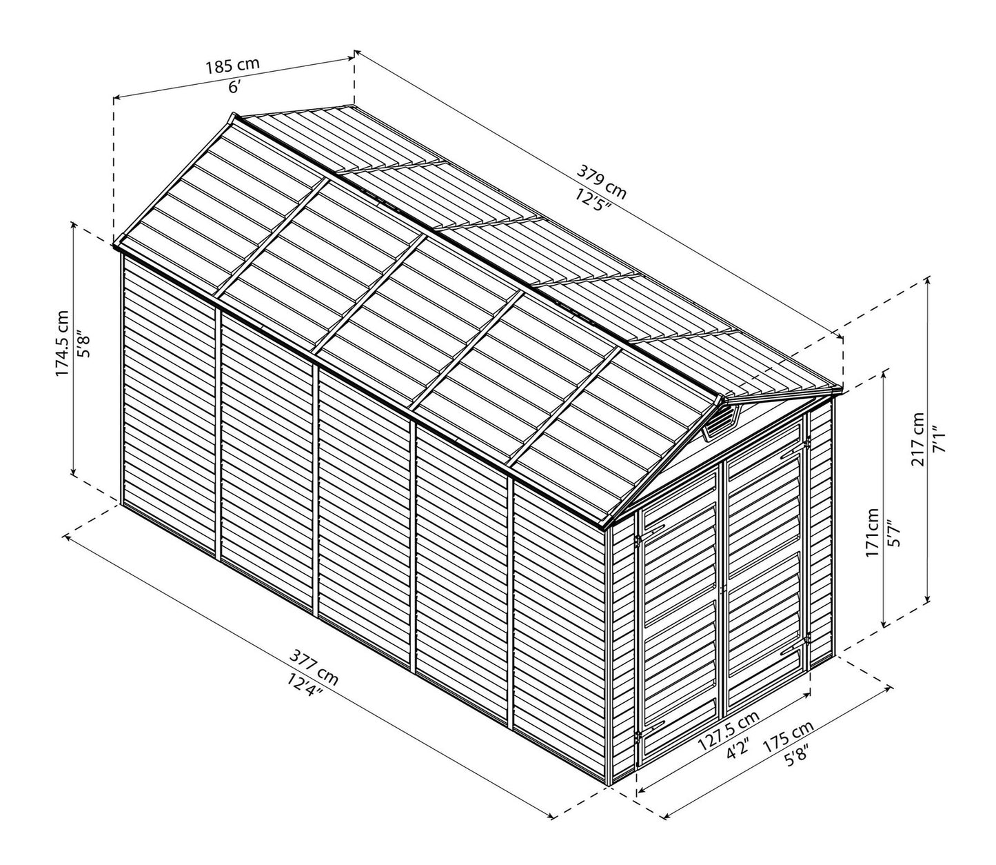 Palram Canopia 6 x 12 ft Skylight Anthracite Polycarbonate Shed