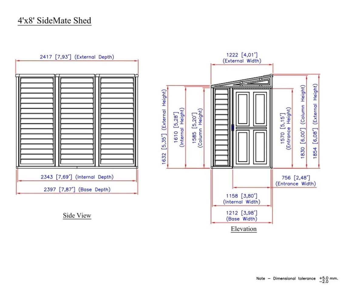 Duramax 4 x 8 ft Lean To Sidemate Plastic Shed