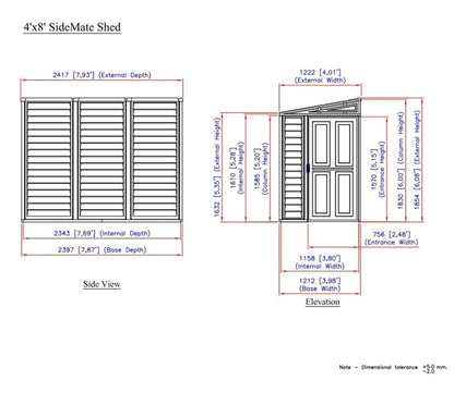 Duramax 4 x 8 ft Lean To Sidemate Plastic Shed